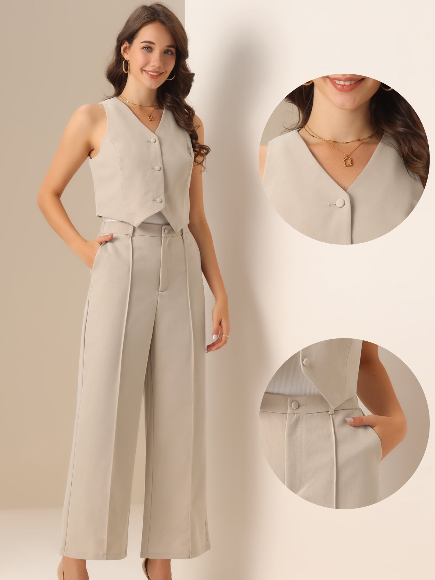 DARING DIVA Women's Dressy Two Piece Business Outfits XL Apricot
