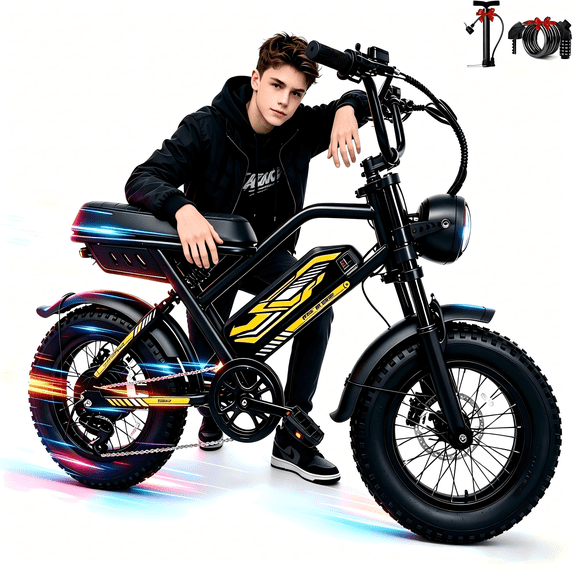 1000W Electric Bike for Teens, 48V 16Ah Removable Battery, 16 x 4 Inch Fat Tire, 28MPH Max Speed & 60 Miles Range, Full Suspension E-bike with Long Seat for Age 13  UL2849