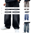 thumbnail image 3 of TIREOW Boys Washed Baggy Denim Pants Elastic Waist Straight Wide Leg Denim Trousers Versatile Casual Loose Fit Jeans, 3 of 9