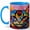 Blue, variant on Stained Glass Cat Coffee Mug, Rainbow Pet Mug, Ceramic 11 oz