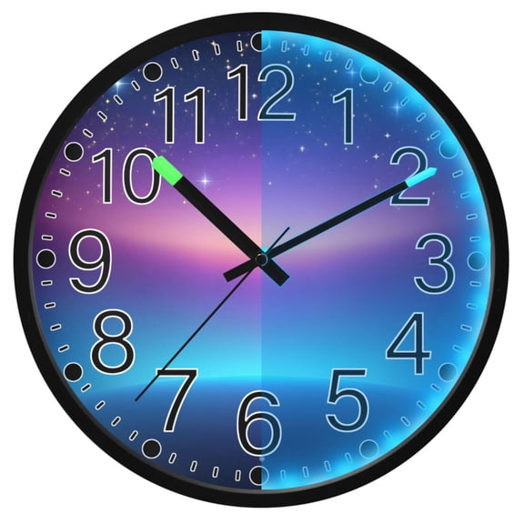 Ryvnso Blue Gradient Starry 12 Inch Night Light Wall Clock Silent Battery Operated Luminous Clocks