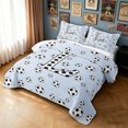 thumbnail image 3 of meiyoeat Cartoon Honeycomb L Letter Twin Quilt Set for Boys, Cute Football Lover Twin Coverlet Set, 2pcs, 1 Comforter and 1 Pillowcase, 3 of 7