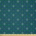 thumbnail image 2 of Ambesonne Fleur De Lis Fabric by the Yard Microfiber, Middle Ages Design, 5 Yards, Dark Teal and Slate Blue, 2 of 2