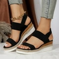 thumbnail image 3 of AXXD Women Black Sandals Summer Poe Heel Low Heel Casual Sandals One Button Roman Sandals, 3 of 9