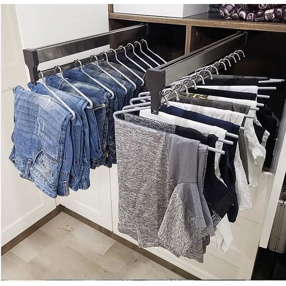 Closet Clothes Hanger Rail,Pull-Out Closet Rod 30-60cm,Wardrobe Clothing Rail,Closet Organizer Rack for Pants and Coat (350MM/13.7INCH)