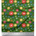 thumbnail image 1 of Soimoi Green Cotton Poplin Fabric Dots & Aster Floral Print Sewing Fabric Yard 42 Inch Wide, 1 of 1