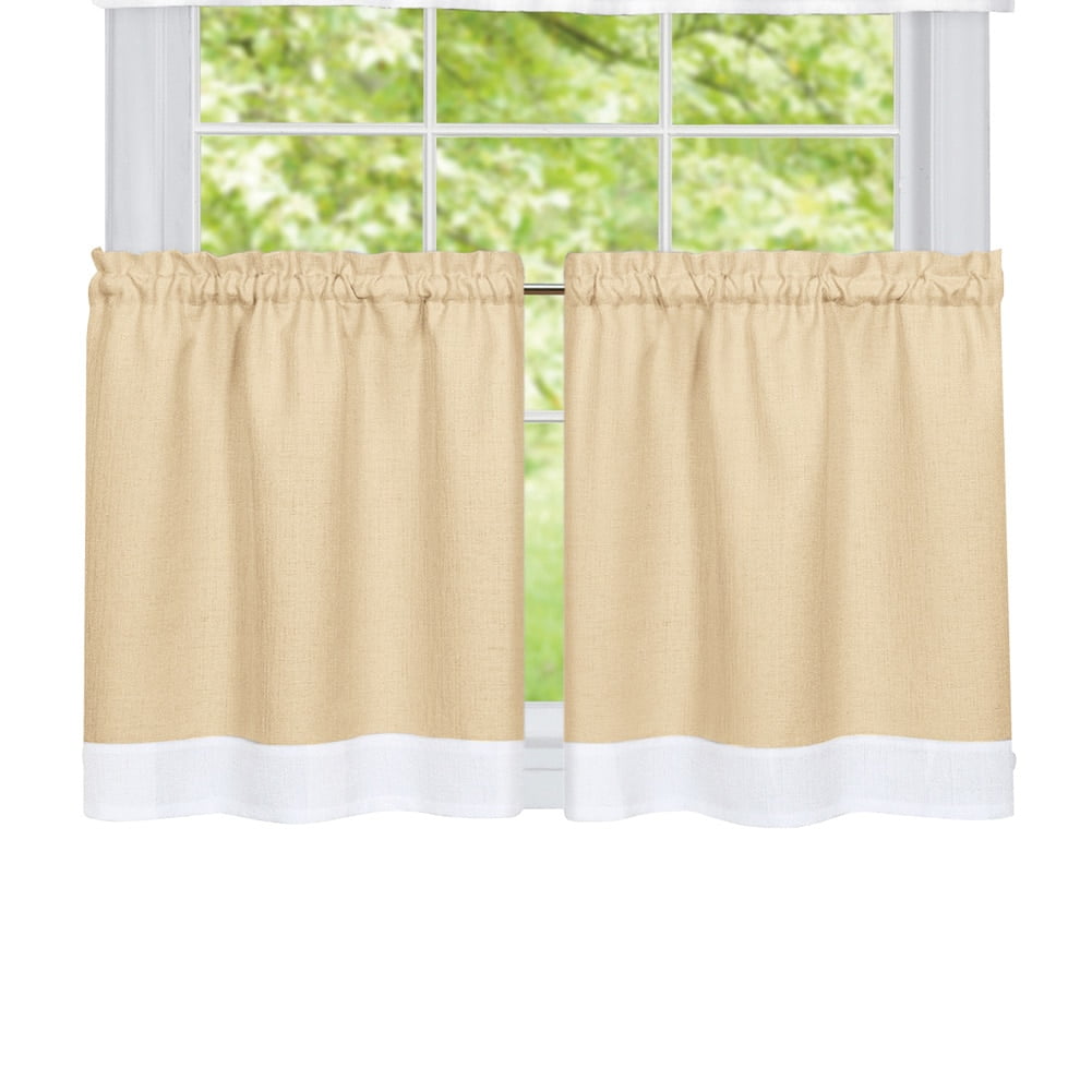 Darcy Two Tone Rod Pocket Café Curtain Tiers 2 Piece Set 58 X 36 Darcy Two Tone Rod Pocket Café Curtain Tiers 2 Piece Set 58 X 36 Beige Com