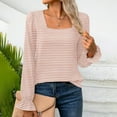 thumbnail image 4 of Bowake T-Shirts à Manches Longues pour Femmes Automne 2024 Décontracté Tendance Rayé Col Carré Tunique pour Sortir, 4 of 6