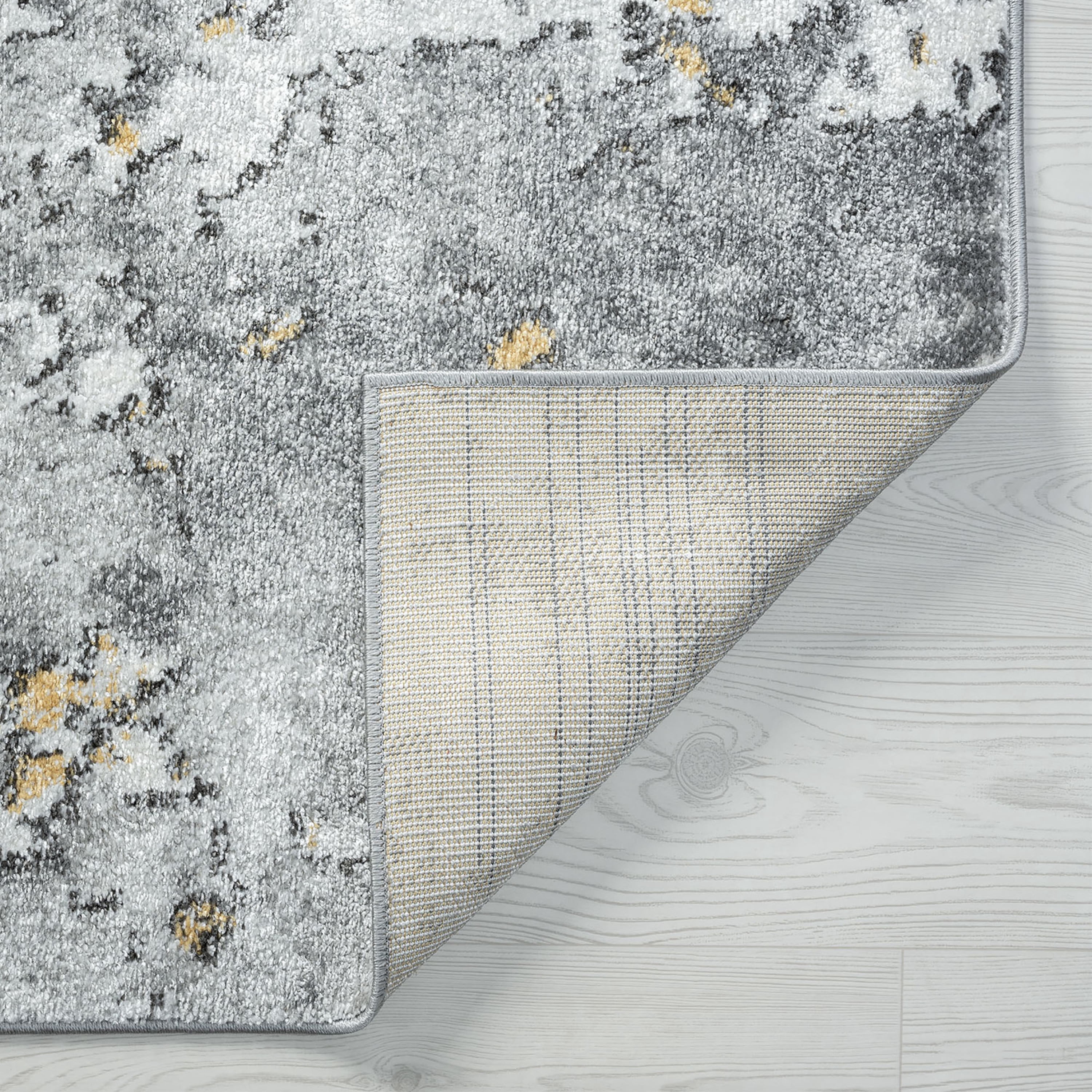 Contemporary 8x10 Area Rug (7'11'' x 10'3'') Abstract Gold, Gold Living Room Easy to Clean