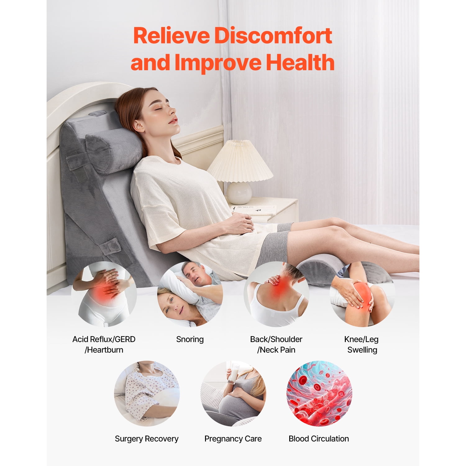 KFFKFF Sleep Aid Pillow, Set of 4, Customizable Orthopedic Bed Wedge, Assists Arm Leg Neck Shoulder, Post-Operative Comfort Pillow for Back Discomfort, Digestive Issues, Snoring Mitigation