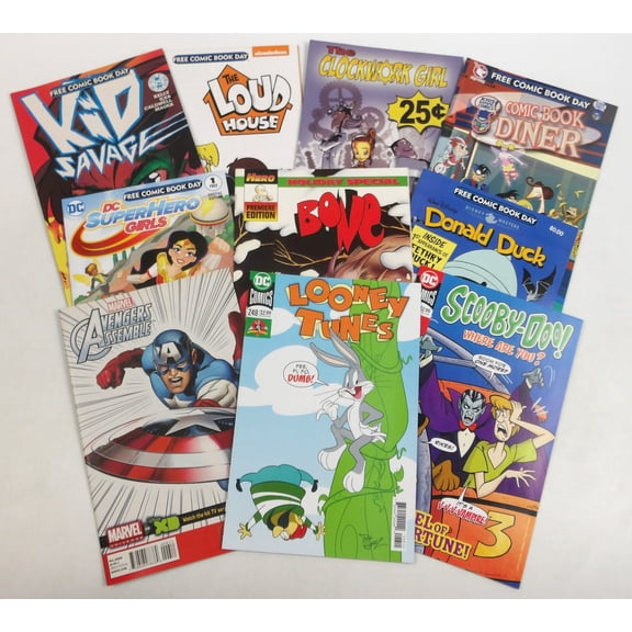 All Ages Comic Book Value Bundle 10-Pack of Comic Books - Variety Pack - Superheroes Cartoons & more