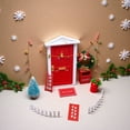 thumbnail image 3 of Shoreew 11Pcs Doll Houses Miniature Christmas Decor Set Plastic Tree Lights Wreath Mailbox Fairy Doors DIY Scene Kit Red Themed Accessories for 1:12 Scale Models, 3 of 6