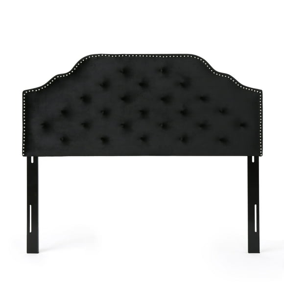 Christopher Knight Home Silas Velvet Headboard, Queen / Full, Black / Black