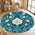 thumbnail image 2 of Modern Round Rug 3x3ft Abstract Plants Flowers 3D Print Washable Round Area Rug, Non-Slip Low Pile Circle Carpet for Living Room Kitchen Kids Room Office Decor, 2 of 6