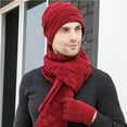 thumbnail image 2 of kaondbfi Outdoor Travel Essentials Clothing Accessories Beanie Hats for Men Winter Knitted Fleece Windproof Hat Scarf Gloves Three-piece Winter Knitted Hat Warm Hat, 2 of 4