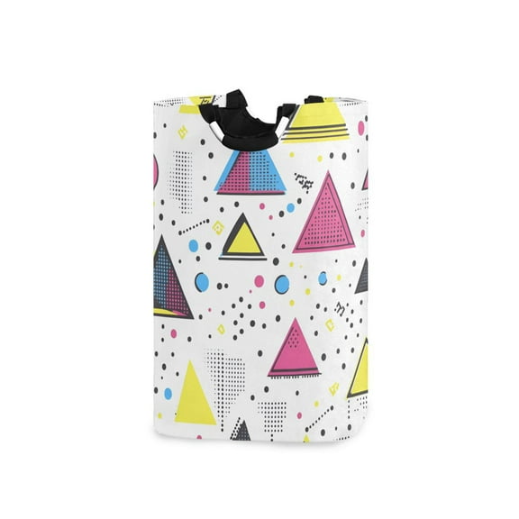 Yayeee Freestanding Laundry Hamper with Handle Collapsible Large Storage Basket for Clothes, Pink Simple Shapes