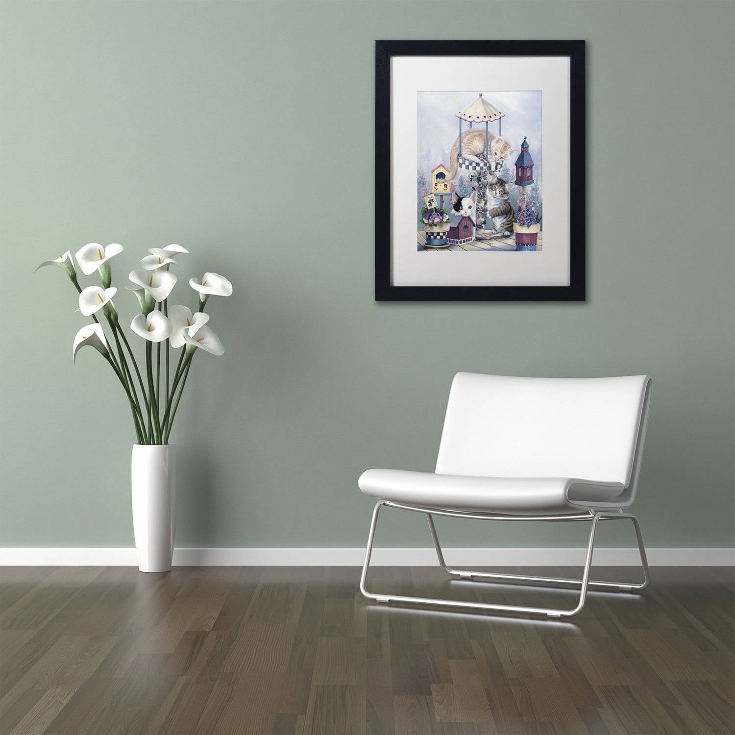 Cat Carousel' Canvas Art by Jenny Newland, White Matte, Black Frame