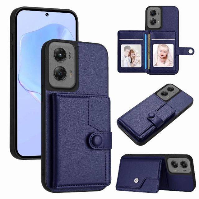 FOXDOCK Case for Motorola Moto G Stylus 5G 2024 RFID-Blocking Card Holder - Stylish Button Closure Design