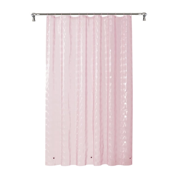 Mainstays 13-Piece PEVA Shower Liner Set with C Hooks, Pink, 70 in x 72 in