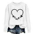 thumbnail image 4 of Women's Casual Crew Neck Graphic Sweatshirts Love Heart Print Long Sleeve Cute Tops Teens Girls Casual Spring T Shirts(White,L), 4 of 5