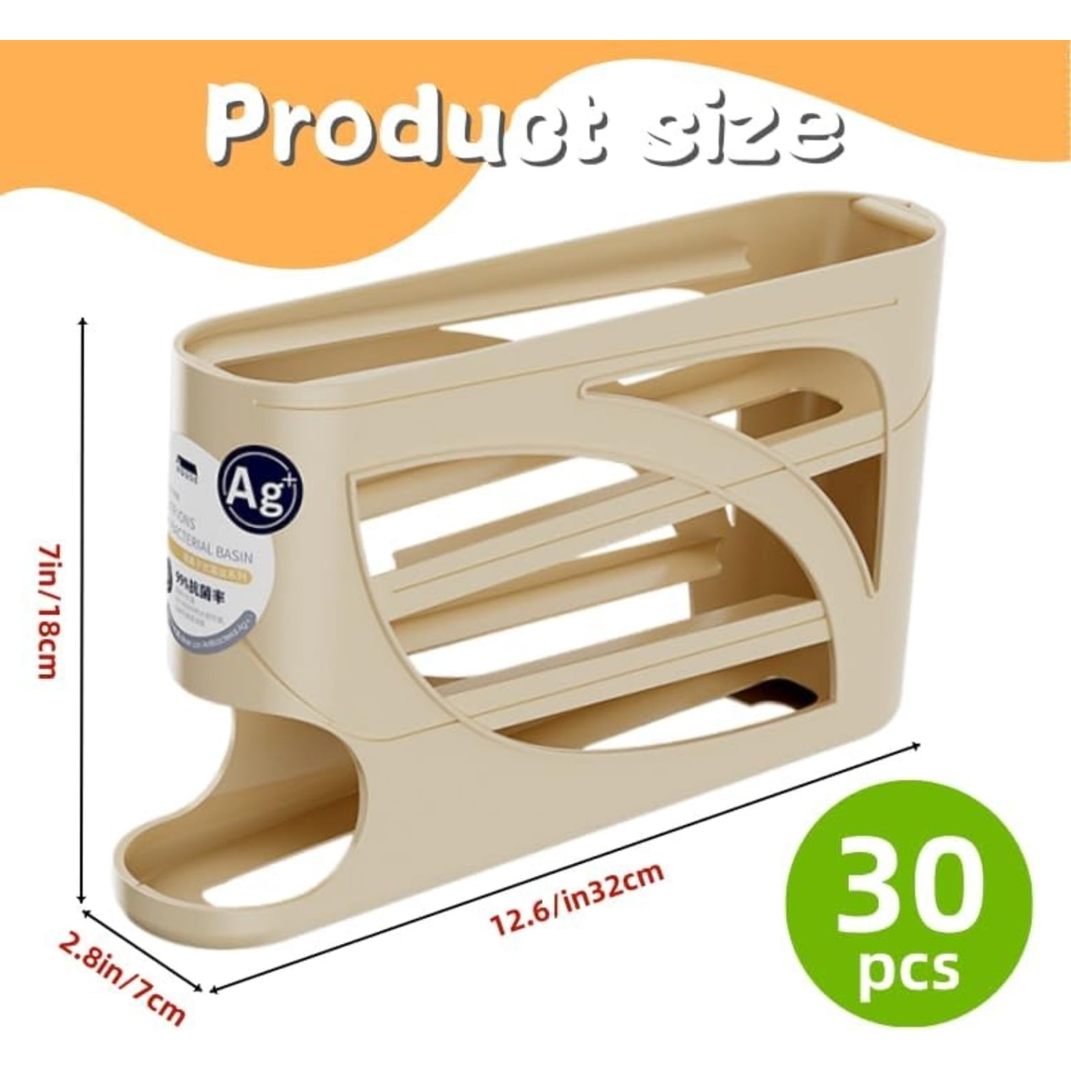 4 Tiers Egg Automatic Rolling Egg Dispenser for Refrigerator Dispenser Holds Up To 30 Pcs