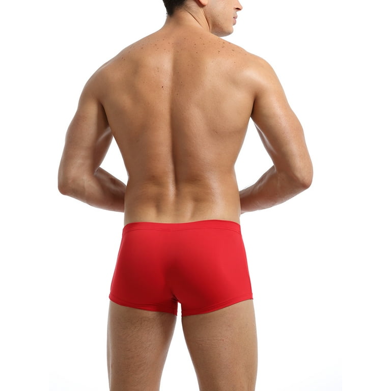 Men's Solid Ice Silk Underwear, Sexy and Breathable Boxer Briefs for Travel  and Homewear 