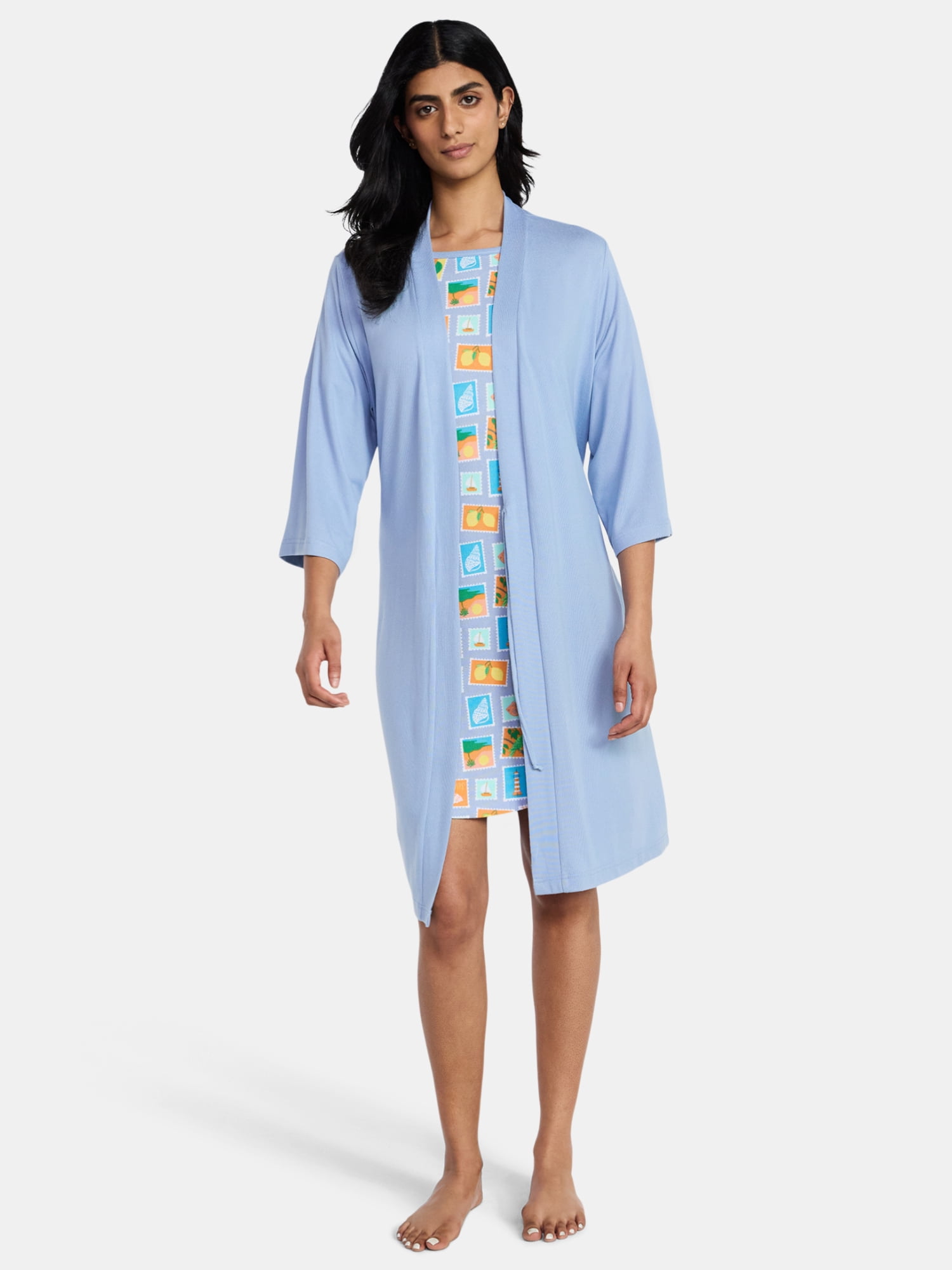 Lissome Women's Ultra Soft Stretchy Knit Belted Wrap Robe, Sizes S-3X