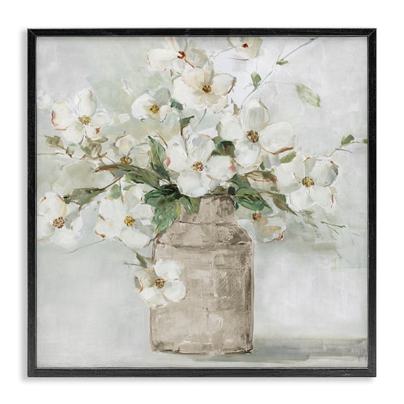 Stupell Industries Farmhouse Lady's Smock Floral Bouquet Rustic Milk Tin Blooming Black Framed Giclee Art, 12 x 12, by Sally Swatland