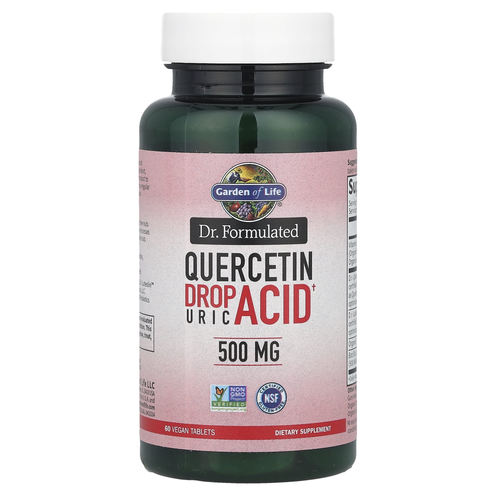 Garden of Life Dr. Formulated, Quercetin Drop Uric Acid, 500 mg, 60 Vegan Tablets