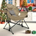 thumbnail image 2 of Ainfox Portable Hammock Camping Chairs with Pockets, Cup Holder, Headrest Cushion Pillow, Rocking, Fodable, Brown, 2 of 9