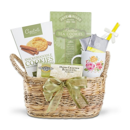 Alder Creek Gift Baskets Tea Time Wicker Basket (7 Items Per Gift)