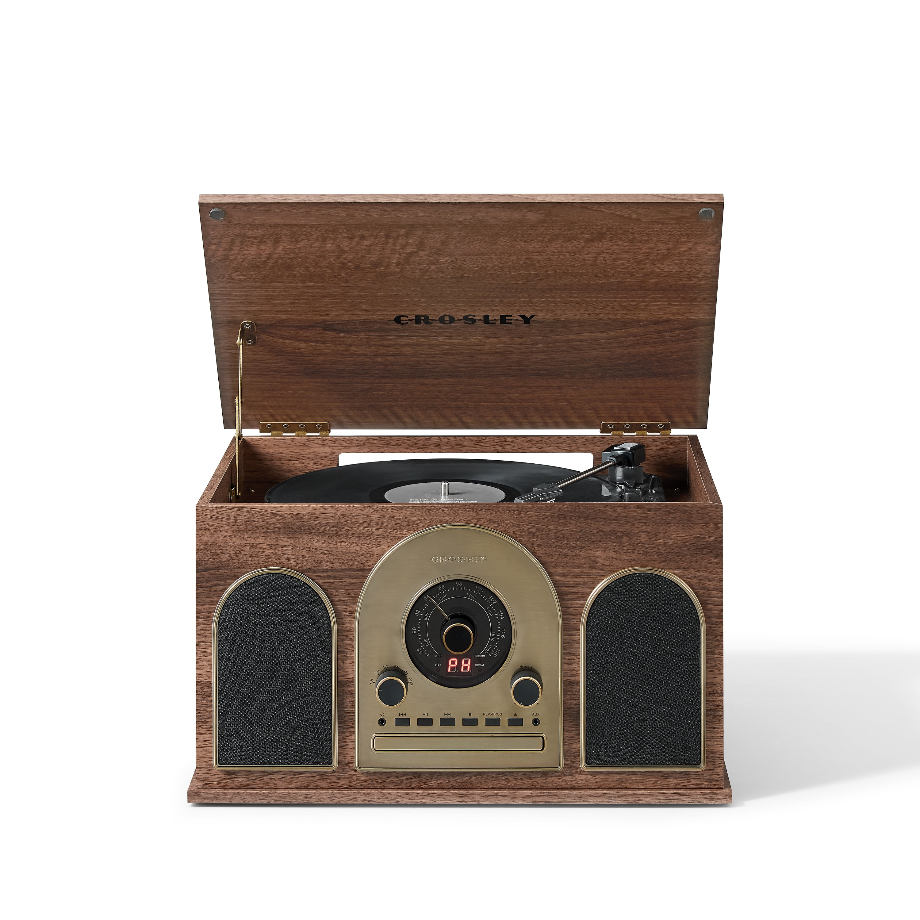 Crosley Hayes 8-In-1 Record Player with Speakers and Wireless Bluetooth- Audio Turntables