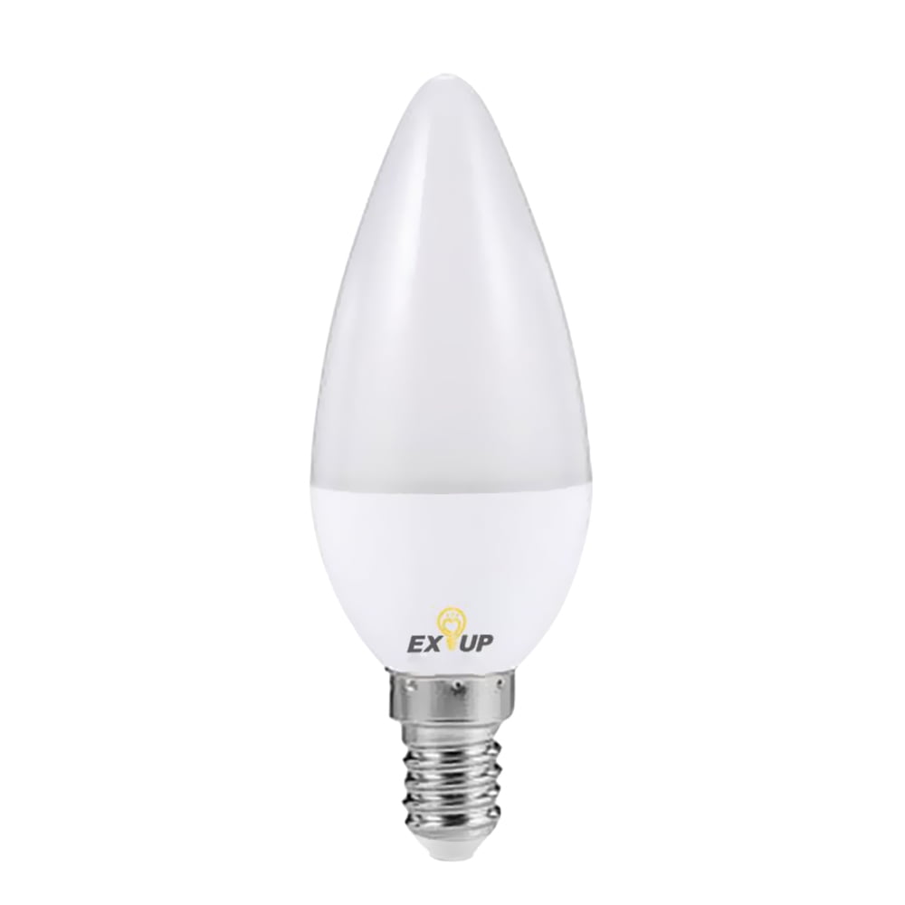 LED Candle Shape Light Bulb C37 E14 Base Socket 5W 6500K White IP44 Water Resistance Living Room