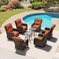 thumbnail image 3 of MeetLeisure 8 Piece Wicker Patio Furniture Set, Swivel Rocker Chairs with 2 Side Tables, High Back, Deep Seating, Wide Armrest, Thick Cushions for Deck Porch, Orange, 3 of 10