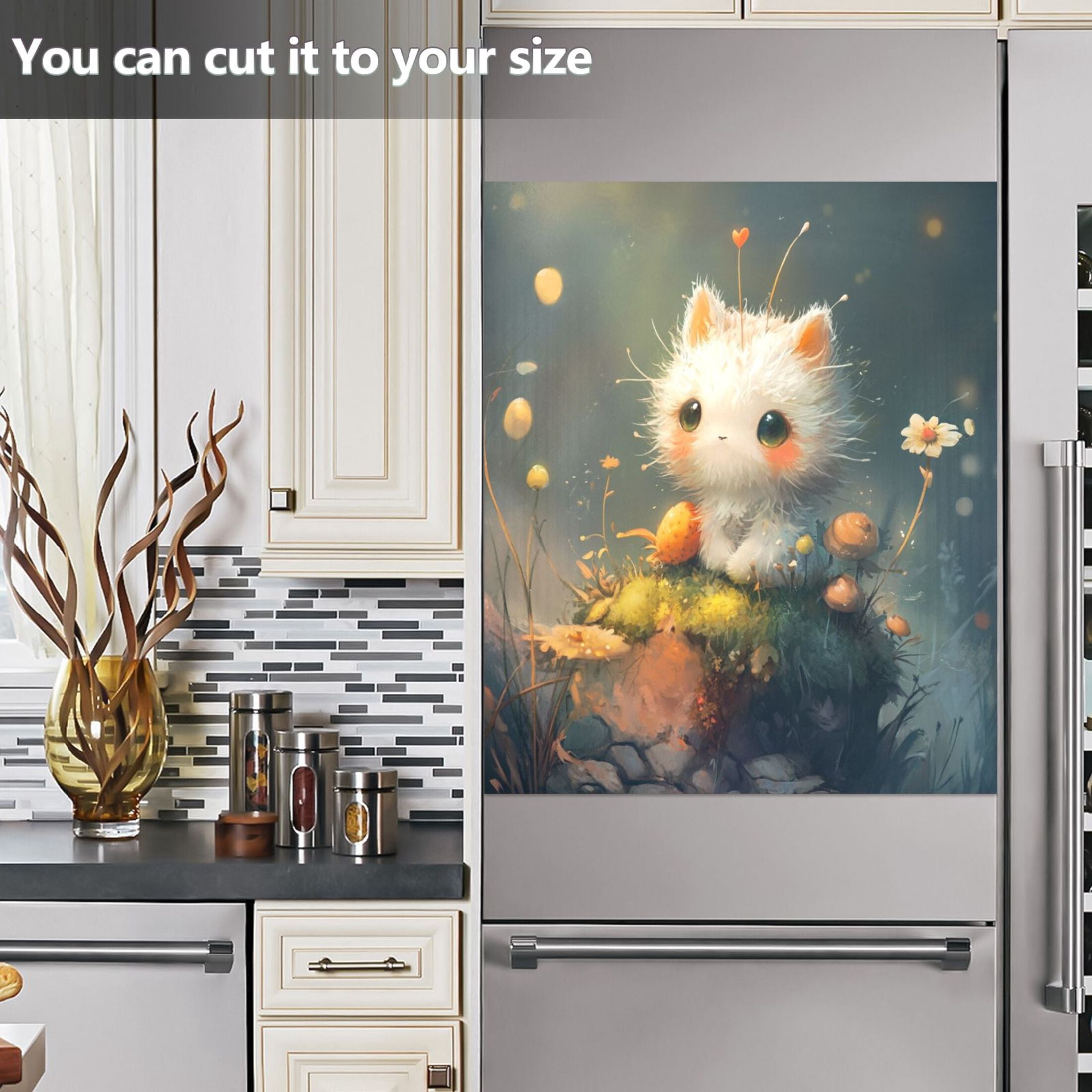 Dishwasher Magnetic Sticker 23x26 Inch Refrigerator Magnetic Sticker Washing Machine Magnetic Sticker Kitchen Panel Magnetic Sticker Home Decor Love White Cat