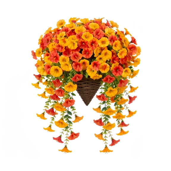 Autumn Morning Glory Hanging 76cm Orange Petunia For Indoor Outdoor Home Garden Porch Balcony Window Decor