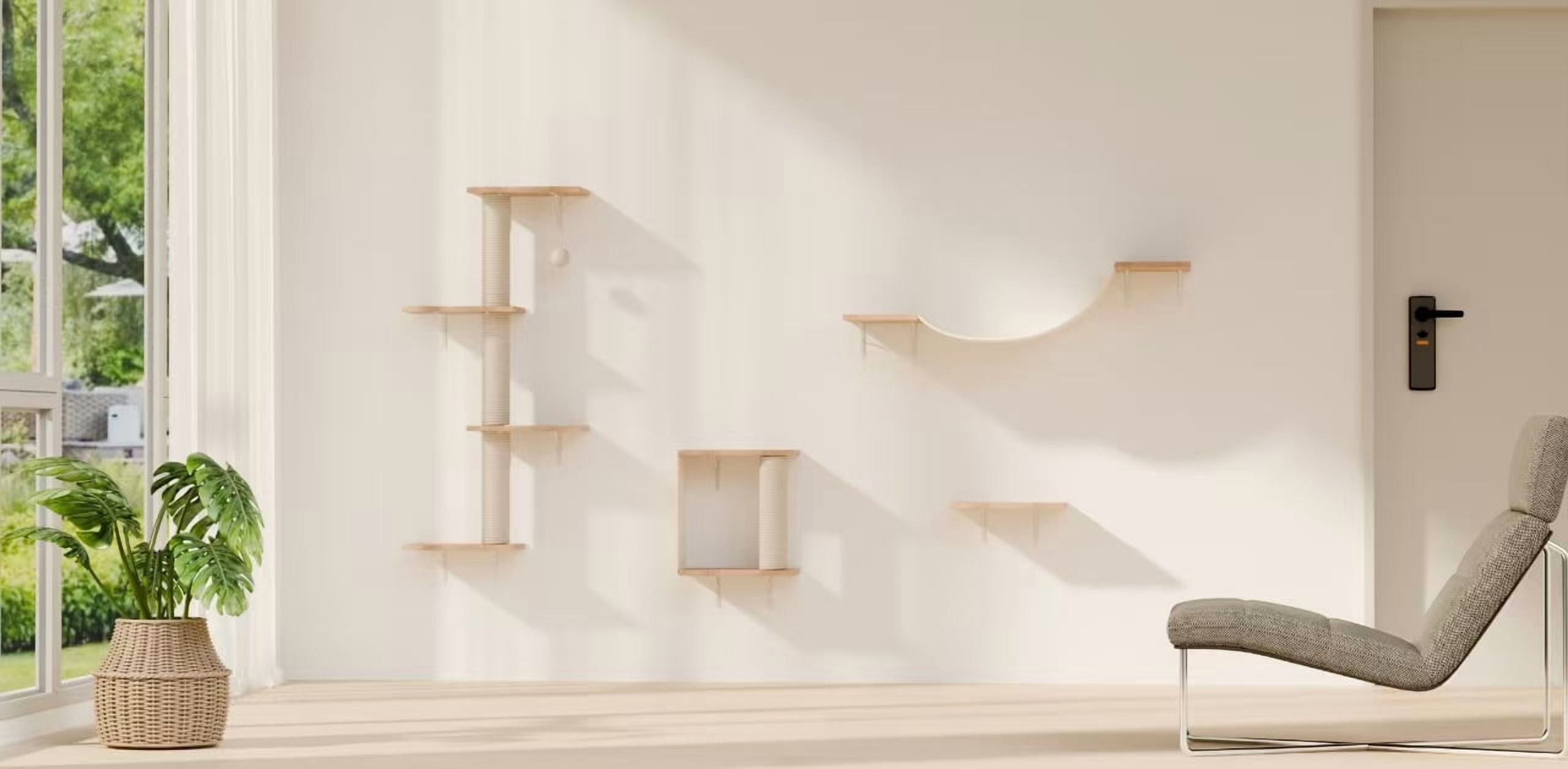 4Pcs Modern Wall-Mounted Cat Furniture