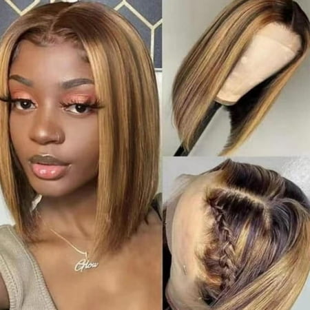 Teissuly Wig Women's Fashion Center Split Head Shoulder Length Clavicle Hair High Temperature Silk Wig Full Head Cover