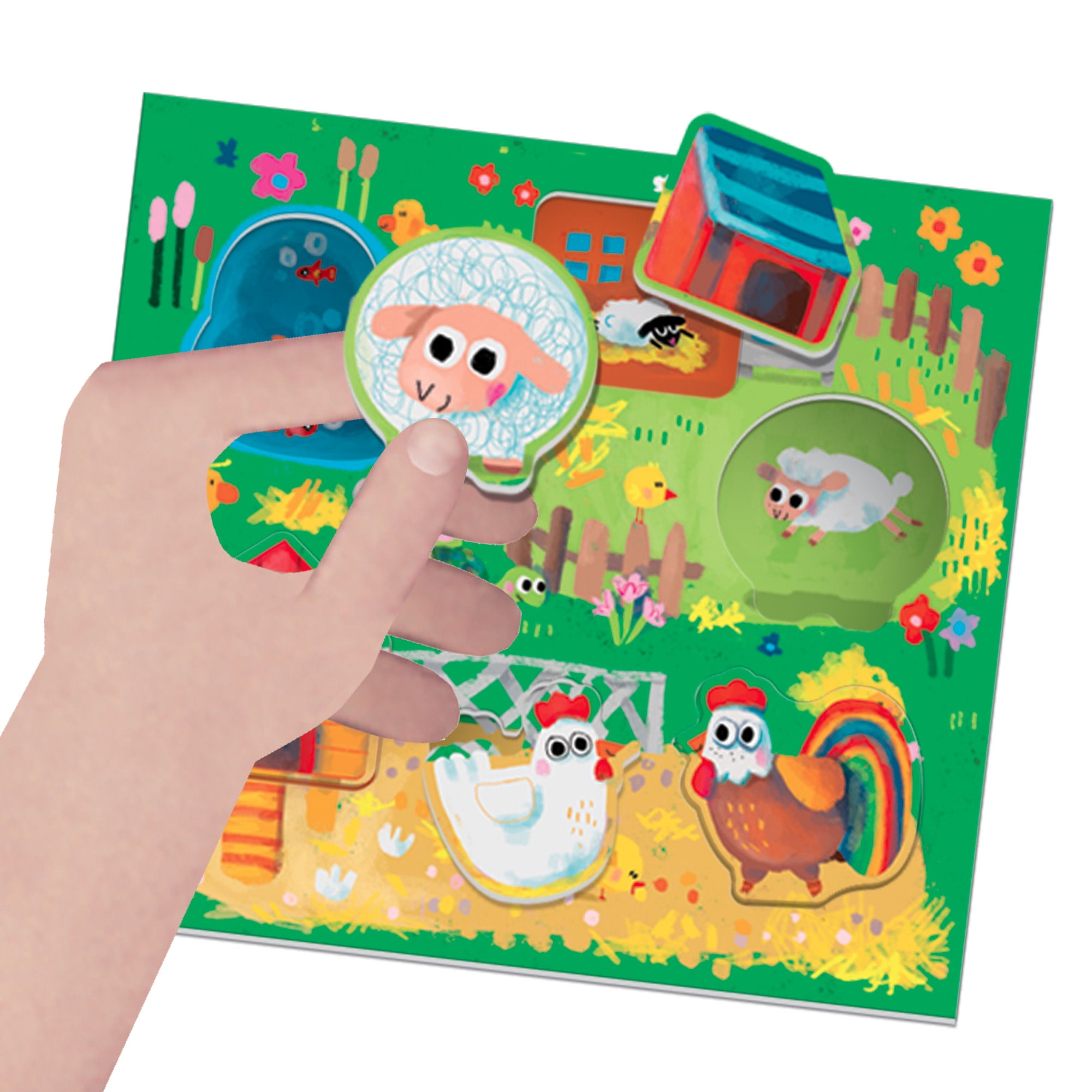 Headu: Play Farm Montessori - Matching & Sorting Game, Color-Shape Pairing, Animal & Object Reveal, Oversized Tiles, Farm Puzzle Scenes, Toddlers 2-4