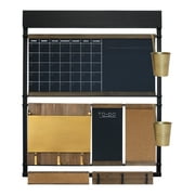 Stratton Home Decor Megan Wall Organizer - Functional Decor Piece with Calendar, Chalkboard, Corkboard and Key Hook Sections - Large Command Center for Living Room, Kitchen, Dining Room, Study