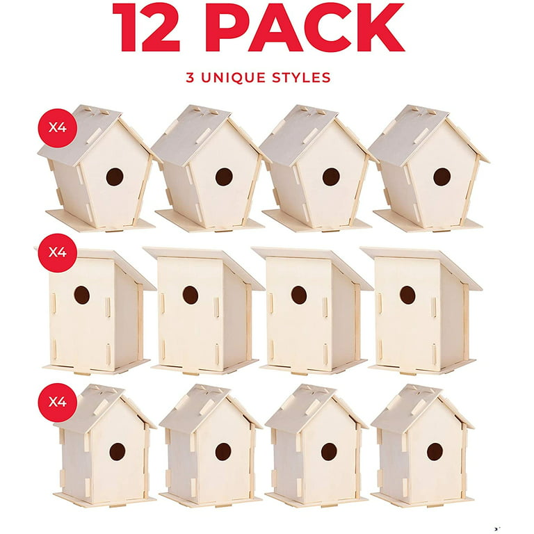 4 Pack Bird House Crafts for Kids Ages 5-8 8-12, Buildable DIY Birdhouse Kit  for