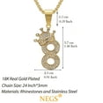 thumbnail image 6 of NEGS 18K Gold Plated Number 8 Crown Pendant Basketball Star Memorial Souvenir 24'' Chain Stainless Steel Necklace for Men Women, 6 of 7