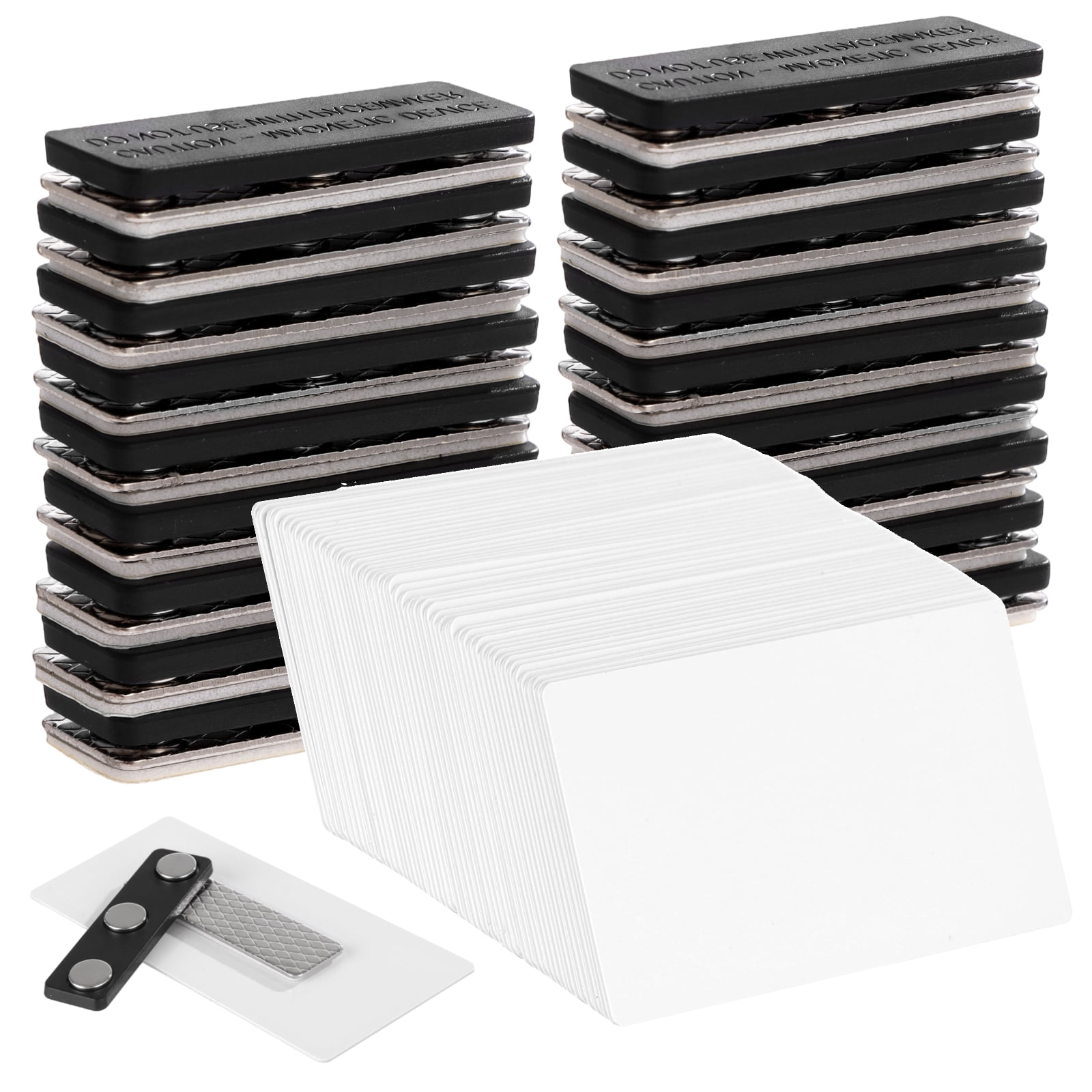 50 Pcs Blank Name Tags, 1.5 x 3" Writable Name Label Holders with Strong Adsorbent Backing, Reusable DIY Plastic Badges for Teachers, Nurses, Office Staff