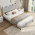 thumbnail image 1 of GloryStar Corduroy USB Charging Platform Bed, Adjustable Storage Headboard with Wooden Slat Support, No Box Spring Required, 1 of 7