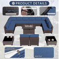 thumbnail image 4 of ASJMR 13 Pieces Outdoor Patio Furniture with Fire Pit Table Rattan Wicker Sectional Sofa Conversation Set,Gray, 4 of 8