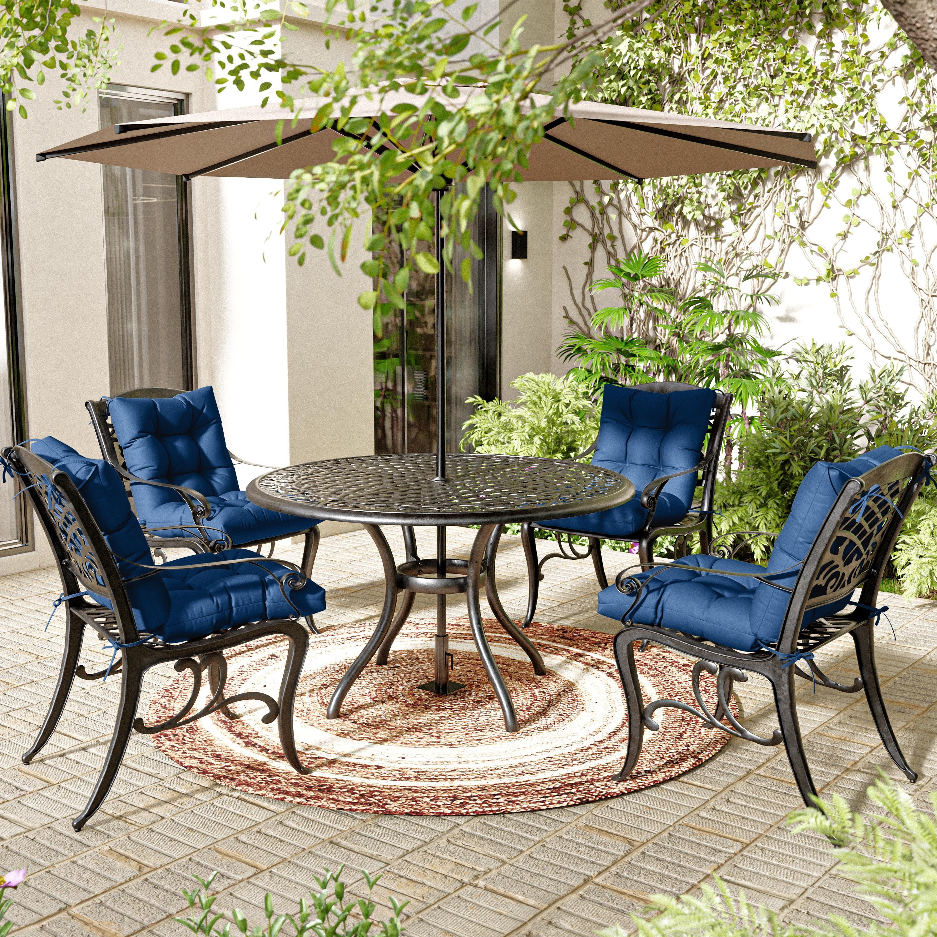 Snubbull Swing Cushions Set of 2, 42" × 21" × 5" Waterproof Rocking Chair Cushions with Ties for Outdoor Indoor Single Seat Cushions, Blue
