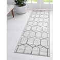 thumbnail image 1 of Unique Loom Matrix Trellis Collection Area Rug - Tile (2' 7" x 16' 5" Runner, White/ Gray), 1 of 4