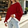 thumbnail image 5 of Color Block Sweatshirt For Women, Crewneck Puff Long Sleeve Tops, Fall Oversized Fashion Casual Pullover Shirts S-XXL, 5 of 7