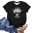 thumbnail image 4 of DPTALR Women's Summer Fitted Casual Floral Print Round Neck Short Sleeve T-Shirt,Black,Size S, 4 of 5