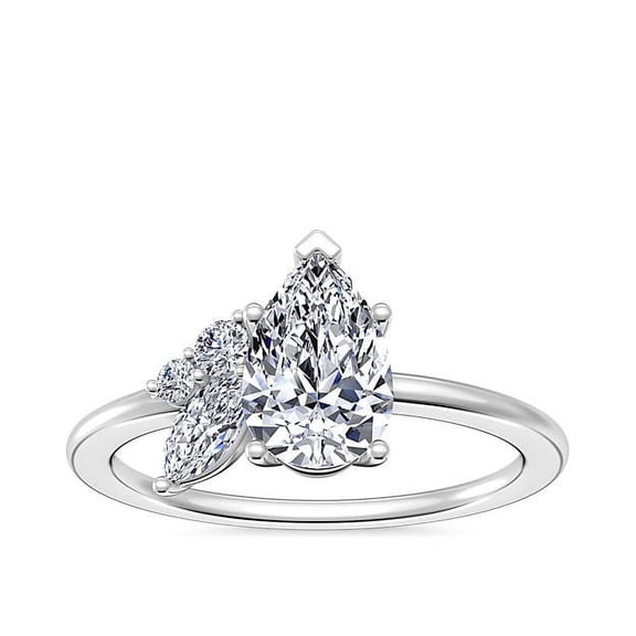 0.70 Carat Beautiful Pear Natural Diamond Solitaire Designer Wedding Ring for Bride Solid 14K White Gold Size 7